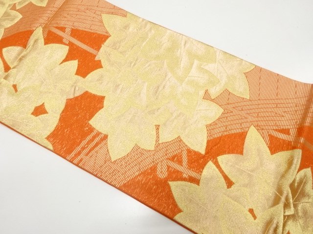 JAPANESE KIMONO / RAUSE: MAPLE / BRIDGE PATTERN WOVEN FUKURO OBI